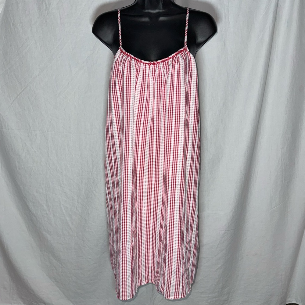 Red Gingham Eyelet Lace‎ Spaghetti Strap Summer Cottage-Core Dress Size Small